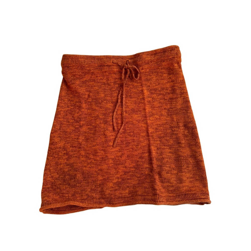 White Fox Women's Orange Marled Tie Waist Knit Mini Skirt Size Small